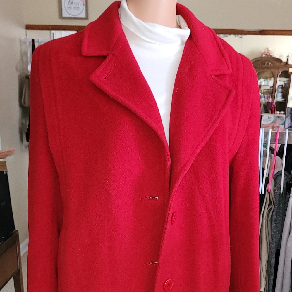 Red Extra Long Peacoat